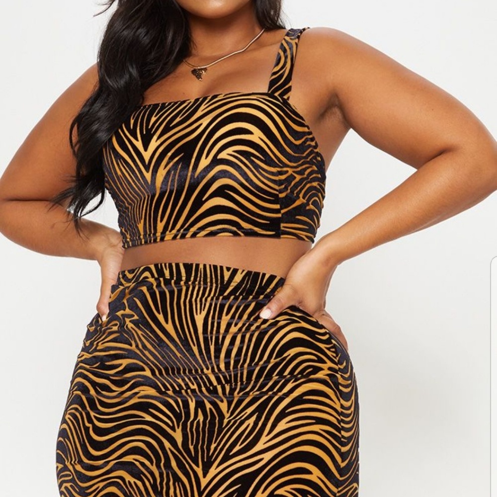 Tiger Velvet Burn Out Set (Top + Skirt)